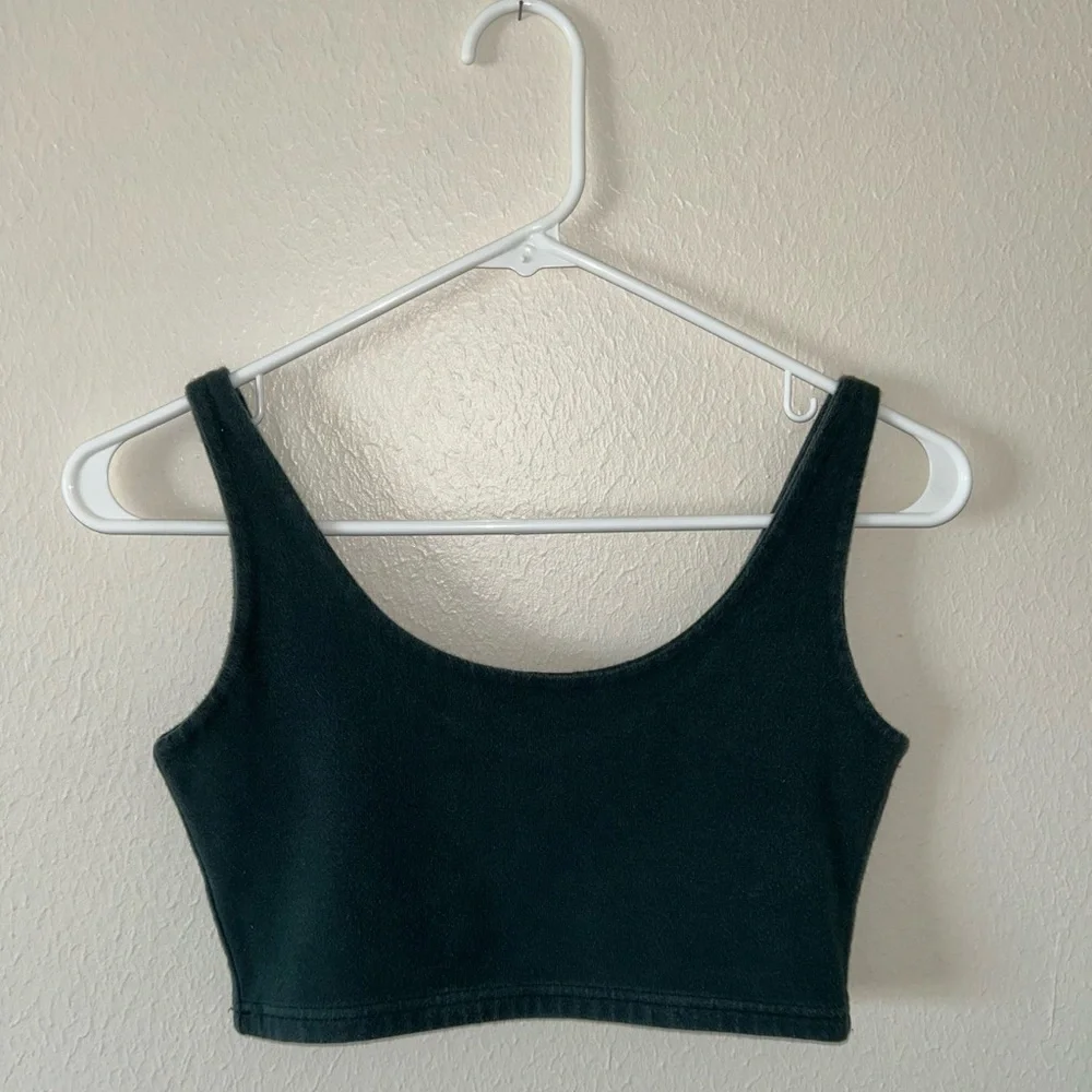 Brandy Melville Dark Green Women's Cropped Tank Top - Picture 4 of 5